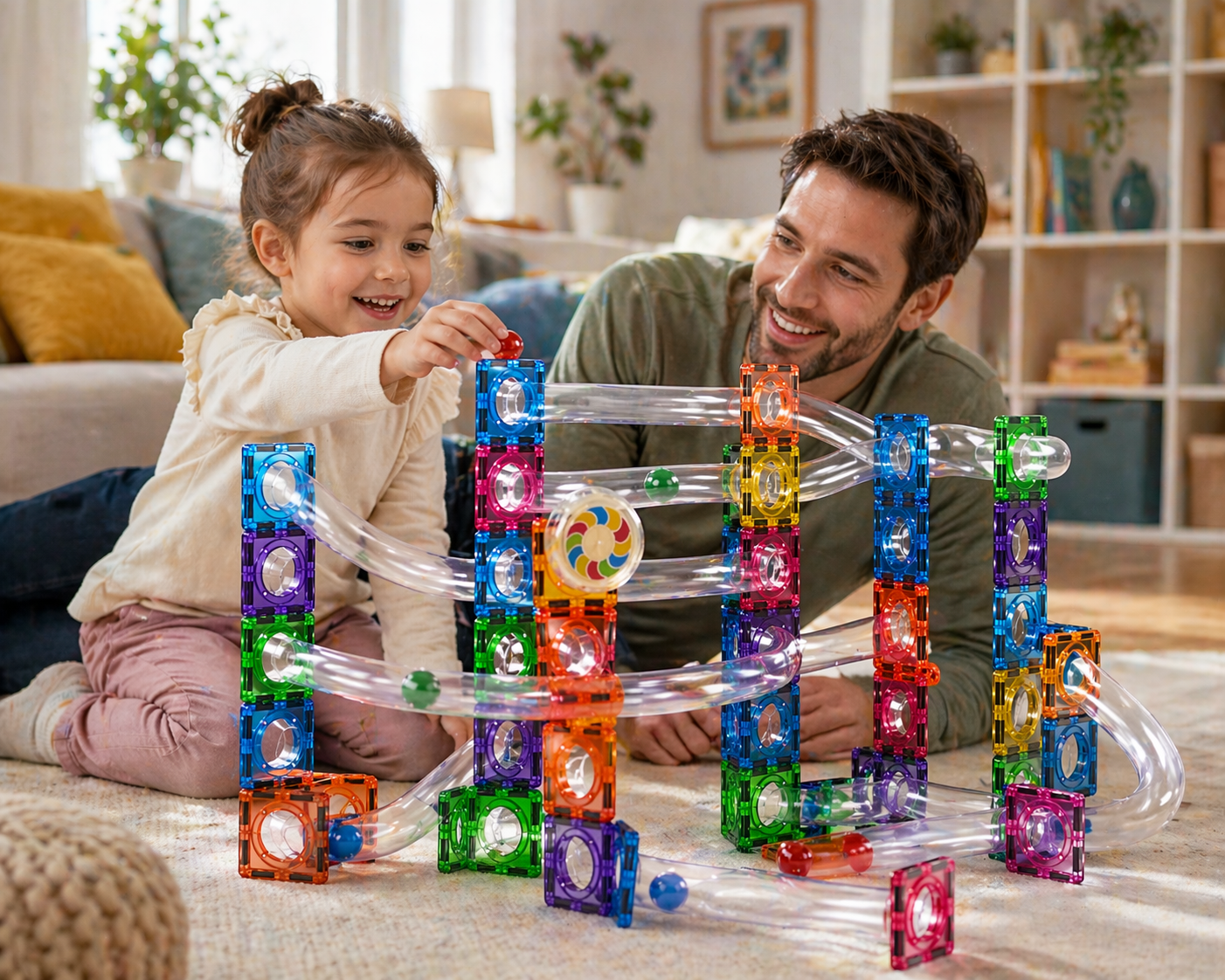 Circuit à Billes Magnétique 106 Pièces | Cadeau Enfant 3 à 6 ans