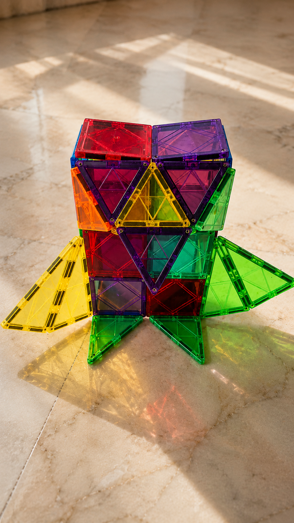 Jeu de Construction Magnétique 100 Pièces – Tuiles Magnétiques Éducatives STEM pour Enfants | IMAGINAIMANT